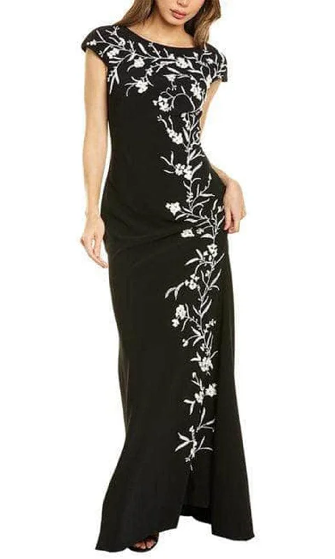 Theia 8812685 - Floral Beaded Cap Sleeved Evening Gown