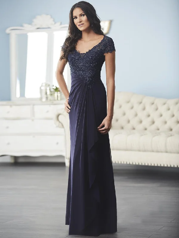 Christina Wu Elegance Beaded Lace Short Sleeves Bridal Dress 17839 - 1 pc Navy In Size 6 Available