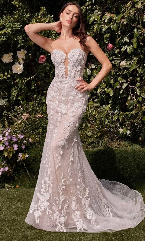 Cinderella Divine Bridal CD793W - Mermaid Floral Bridal Gown