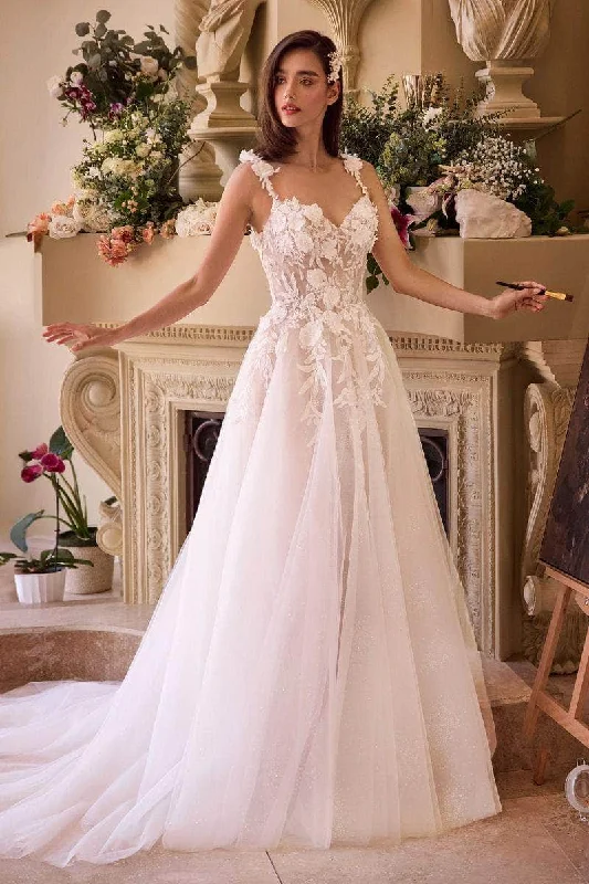 Cinderella Divine Bridal CDS498W - A-Line Applique Bridal Gown