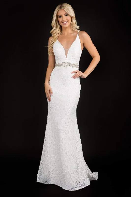 Nina Canacci - 2299 Plunging V Neck Lace Dress