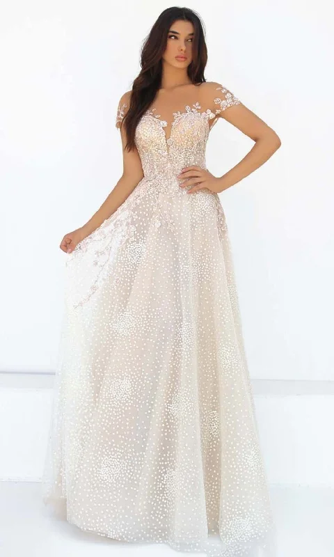 Tarik Ediz - 51041 Illusion Bateau Embellished Gown